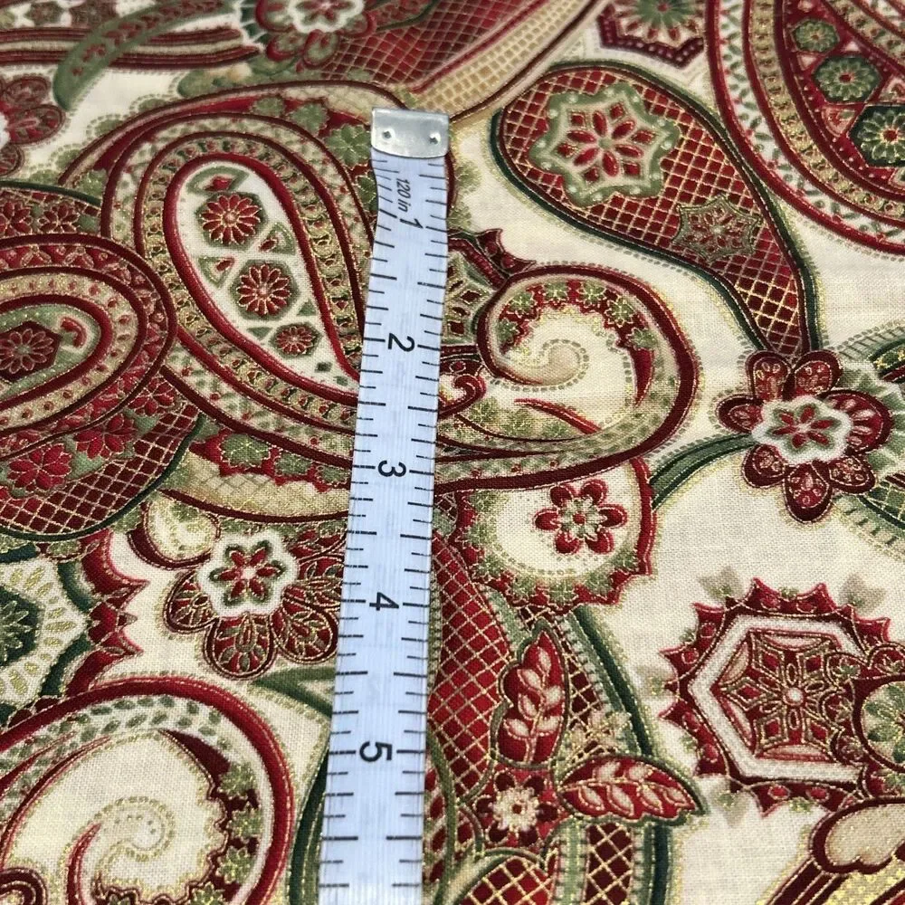 Imperial Collection Paisley Cotton Quilting Fabric Red Green Gold 31